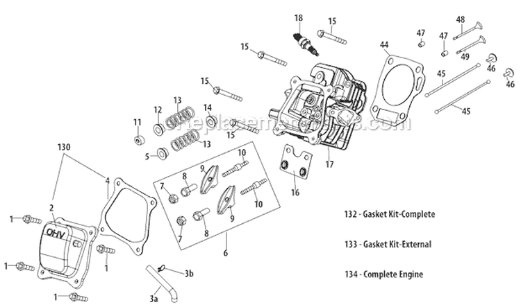 Cylinder Head Diagram and Parts List for 31AM63KE701 2012 Yard Man Snow Blower